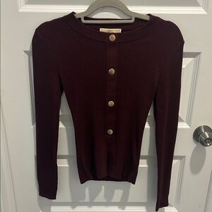 NWT Michael Kors Women's Burgundy Button-Up Top
